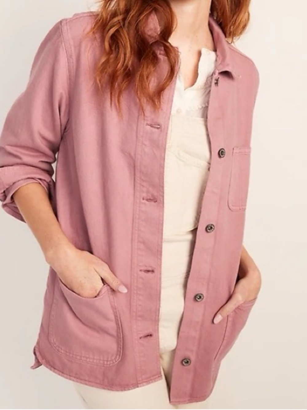 Old Navy oversized boyfriend shirt jacket - sizes large pink
